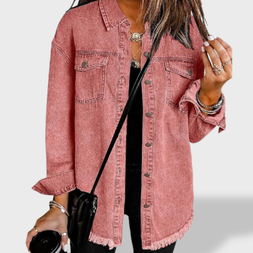 María Oversized Denim Jacket for Women with Buttons and Pockets