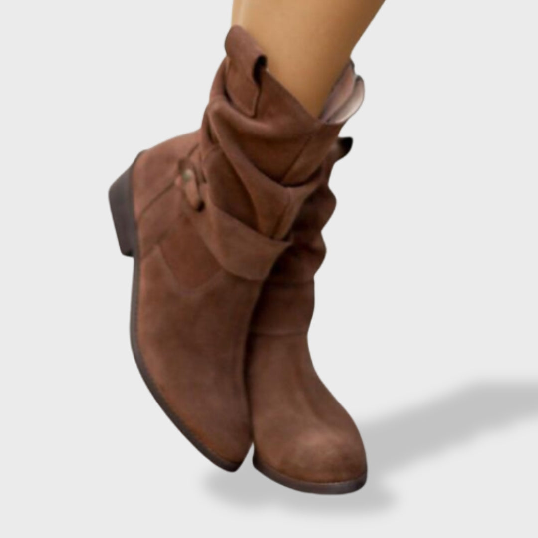 Lucía | Suede Ankle Boots with Round Toe and Zipper for Women