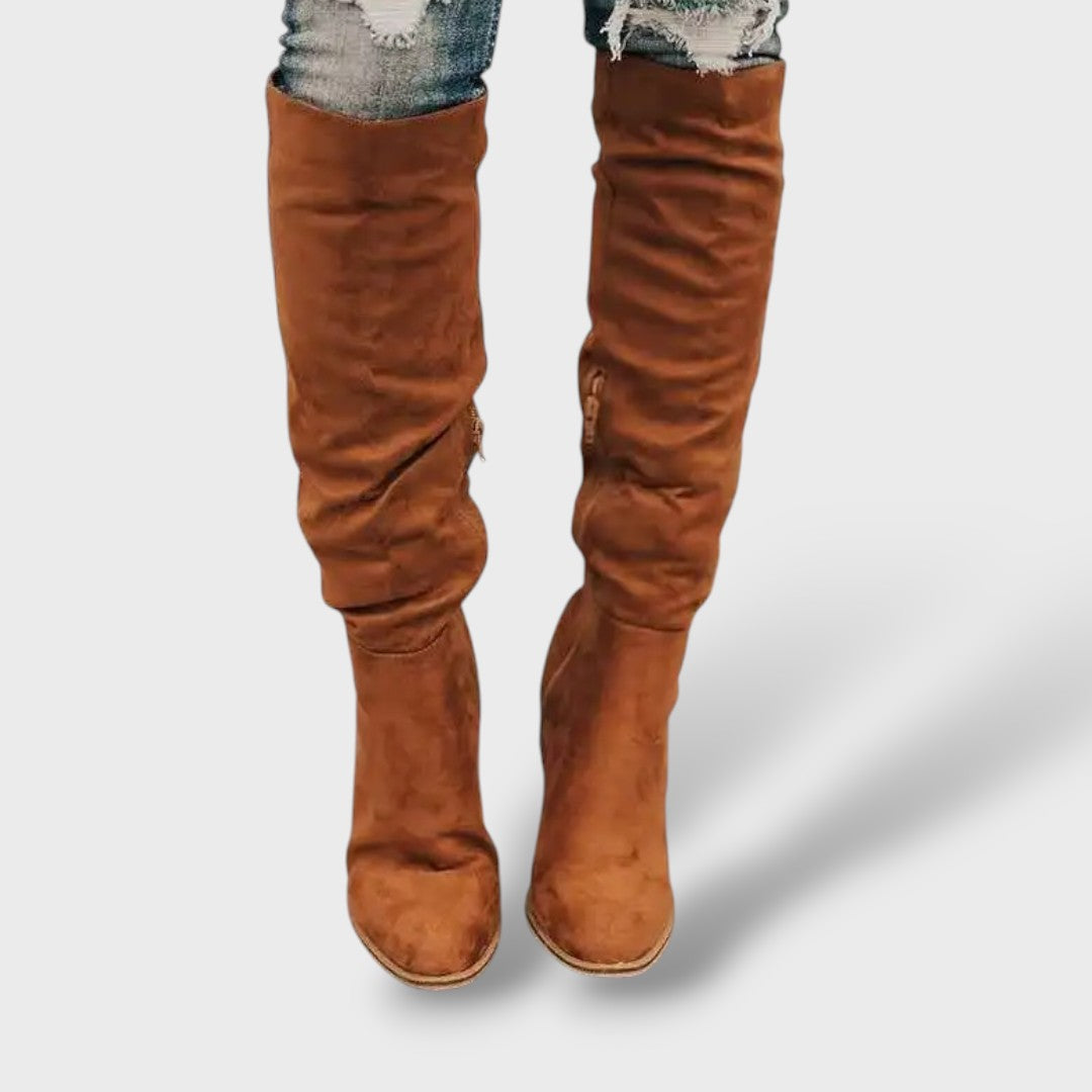 High Heeled Boots with Zipper