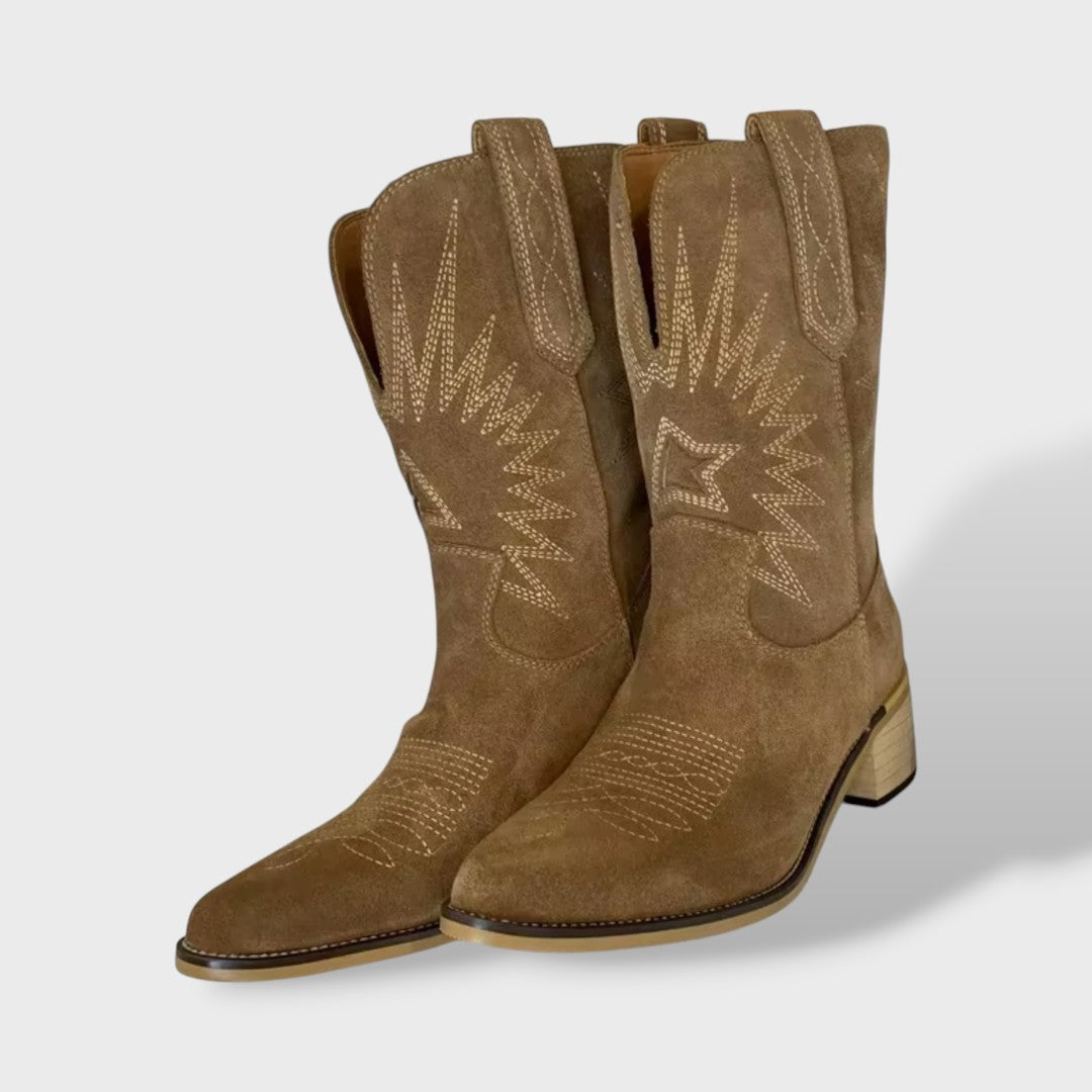 Embroidered Leather Cowboy Boots for Women