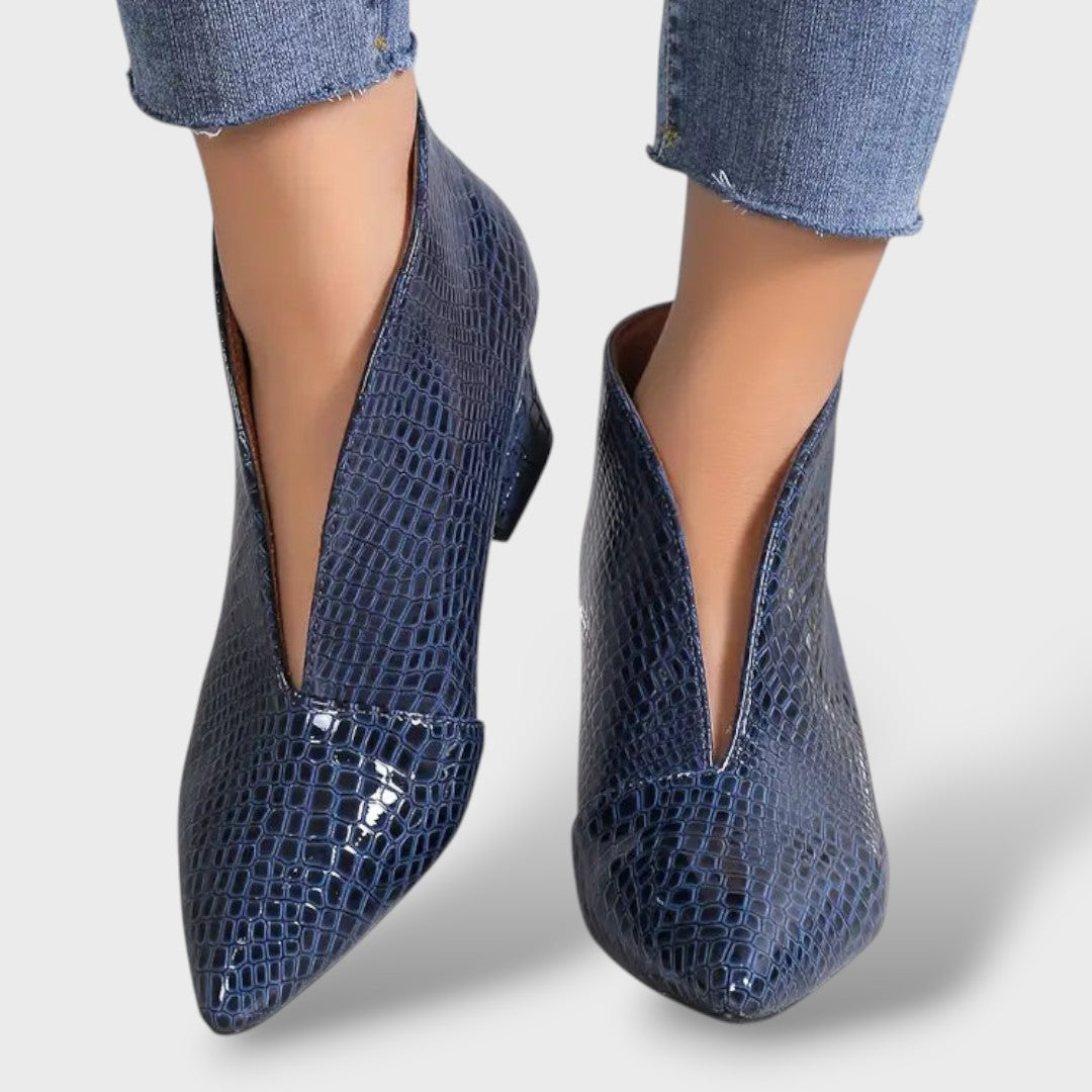 Textured Ankle Boots for Women with Mid Heel