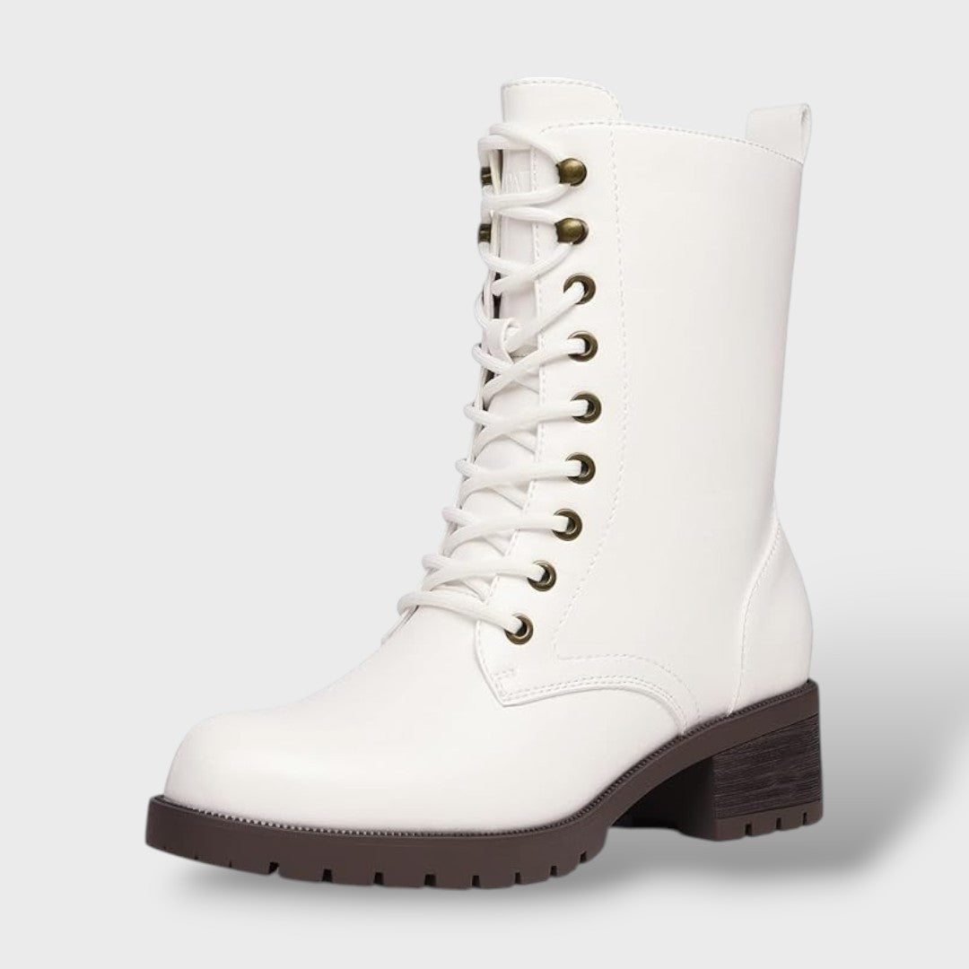 Combat Boots with Zipper and Low Heel