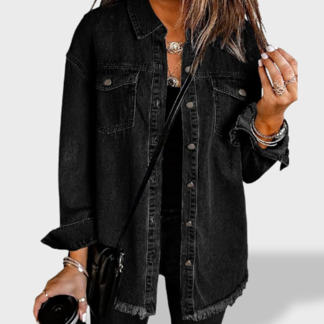María Oversized Denim Jacket for Women with Buttons and Pockets