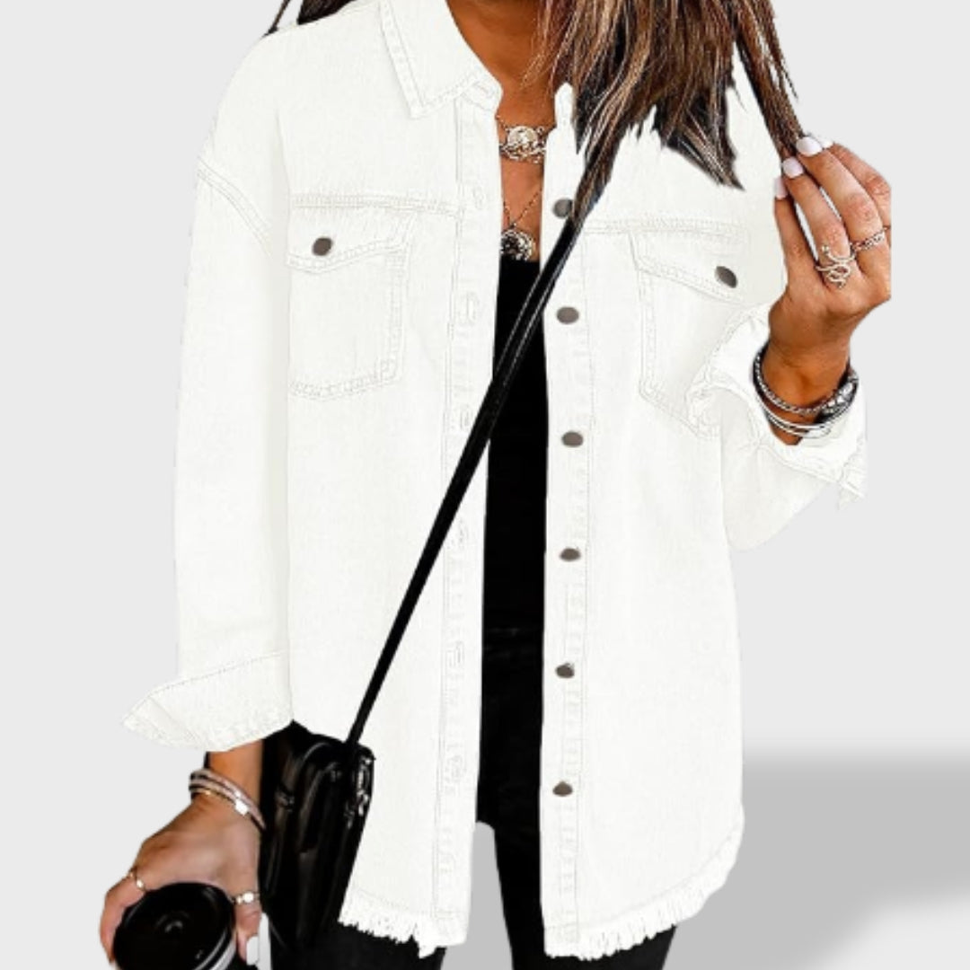 María Oversized Denim Jacket for Women with Buttons and Pockets