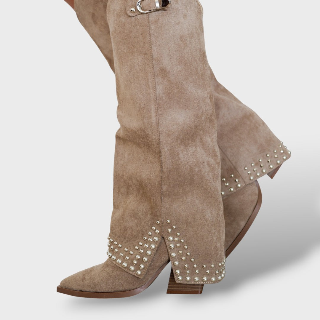 Elegant Studded Heeled Booties