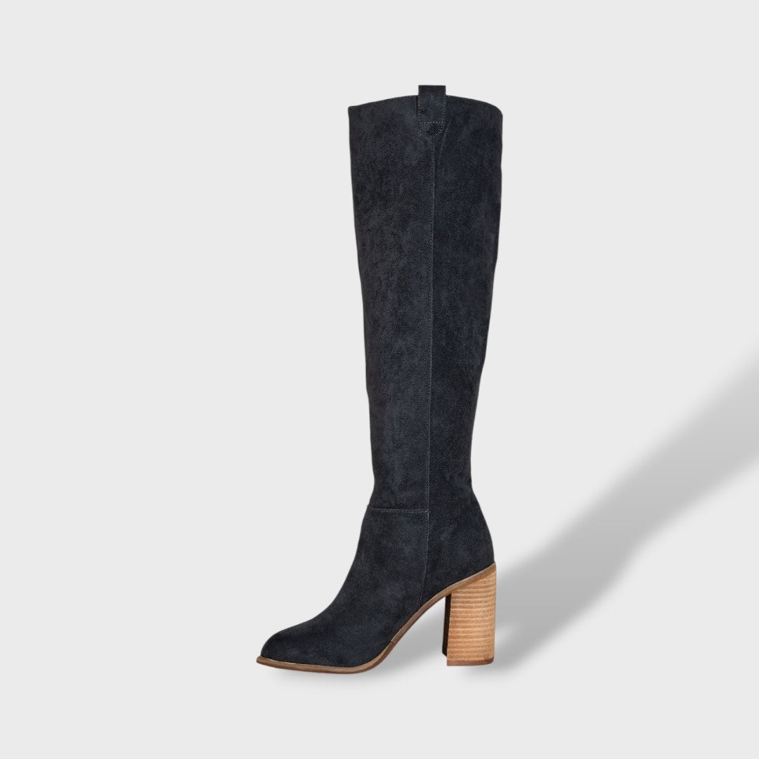 Women's Slouch Boots in Suede with Heel
