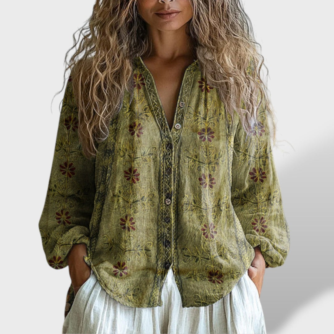 Amber Vintage Leaf Blouse