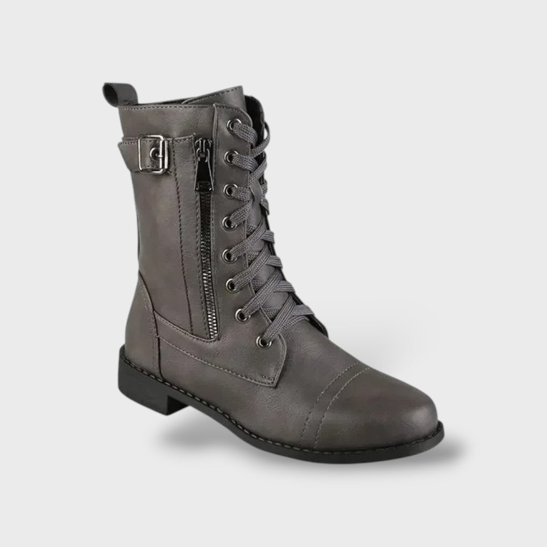 Women's High Platform Boots in Leather with Zipper