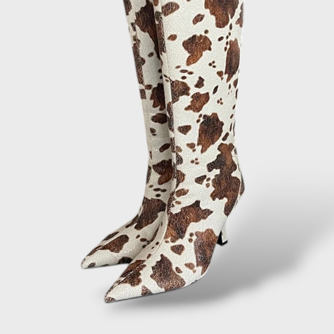 High Leather Boots for Women Cowboy Style