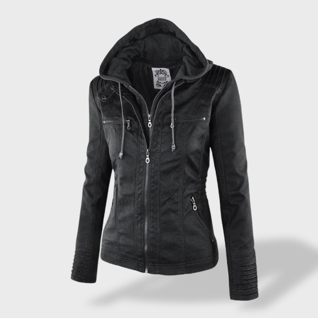 Lucía | Women's Leather Jacket with Hood