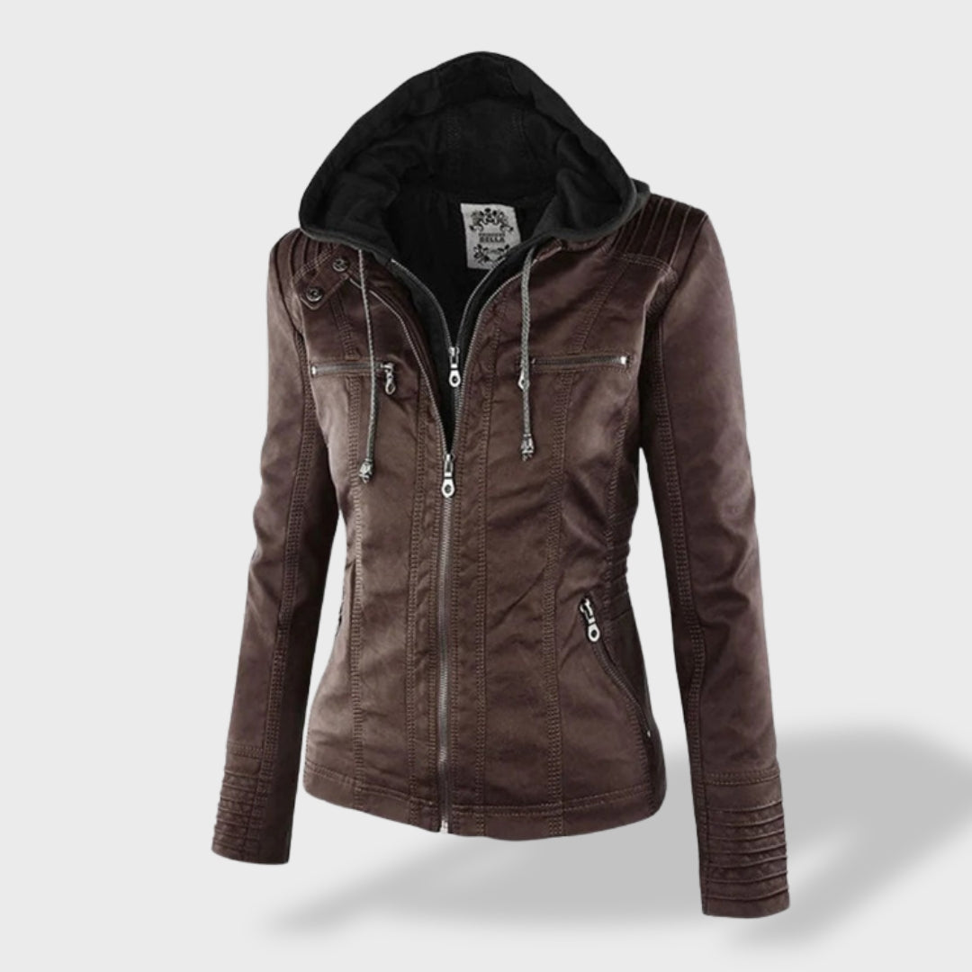 Lucía | Women's Leather Jacket with Hood