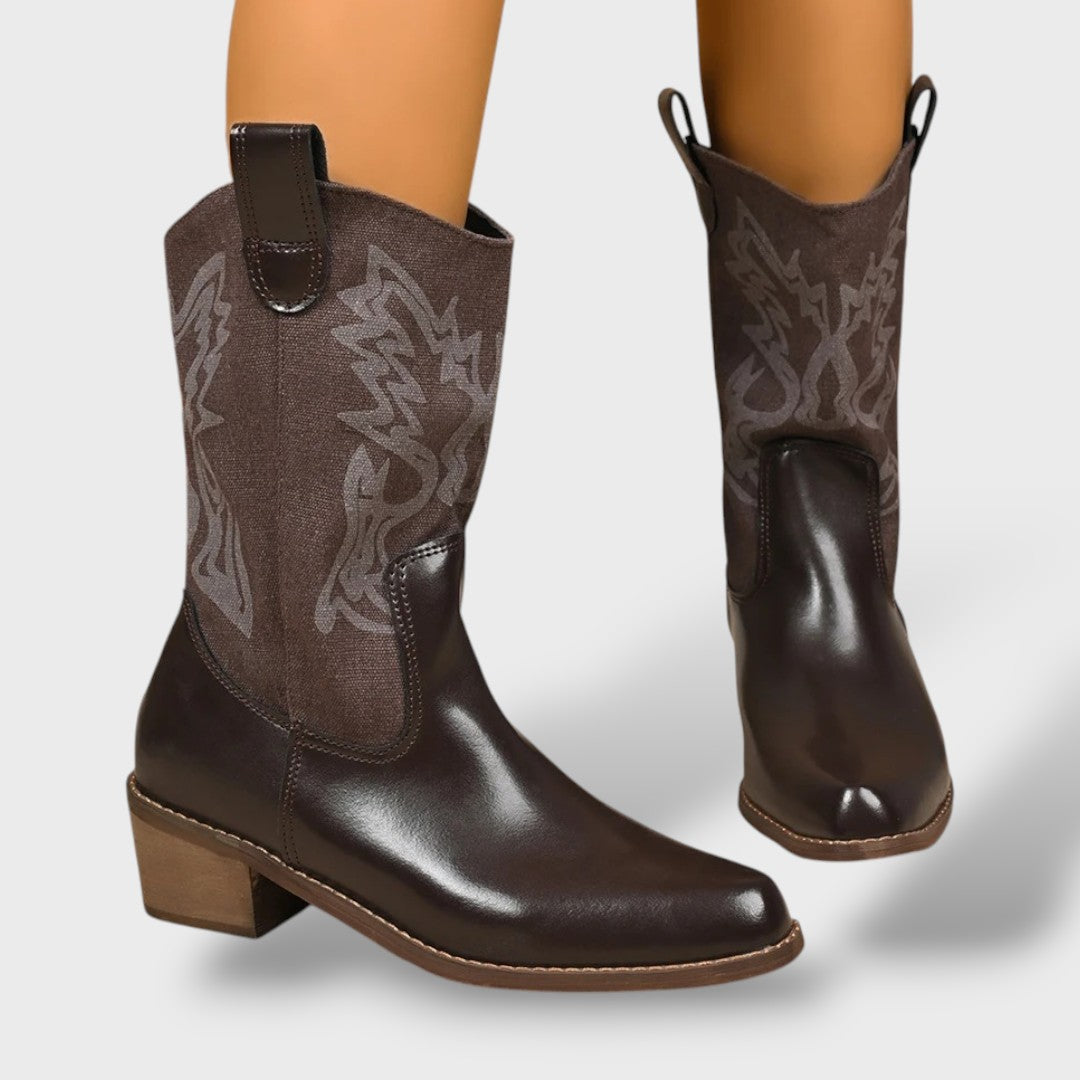 Women's Embroidered Cowboy Ankle Boots