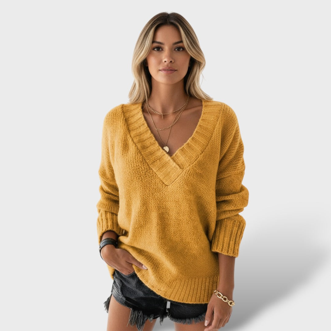 Soft Knit Sweater for Women with V-Neck