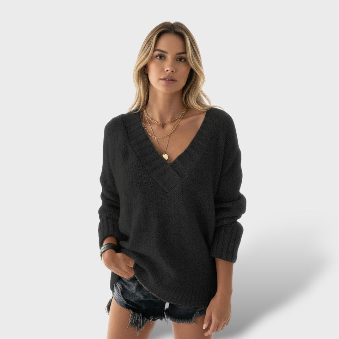 Soft Knit Sweater for Women with V-Neck