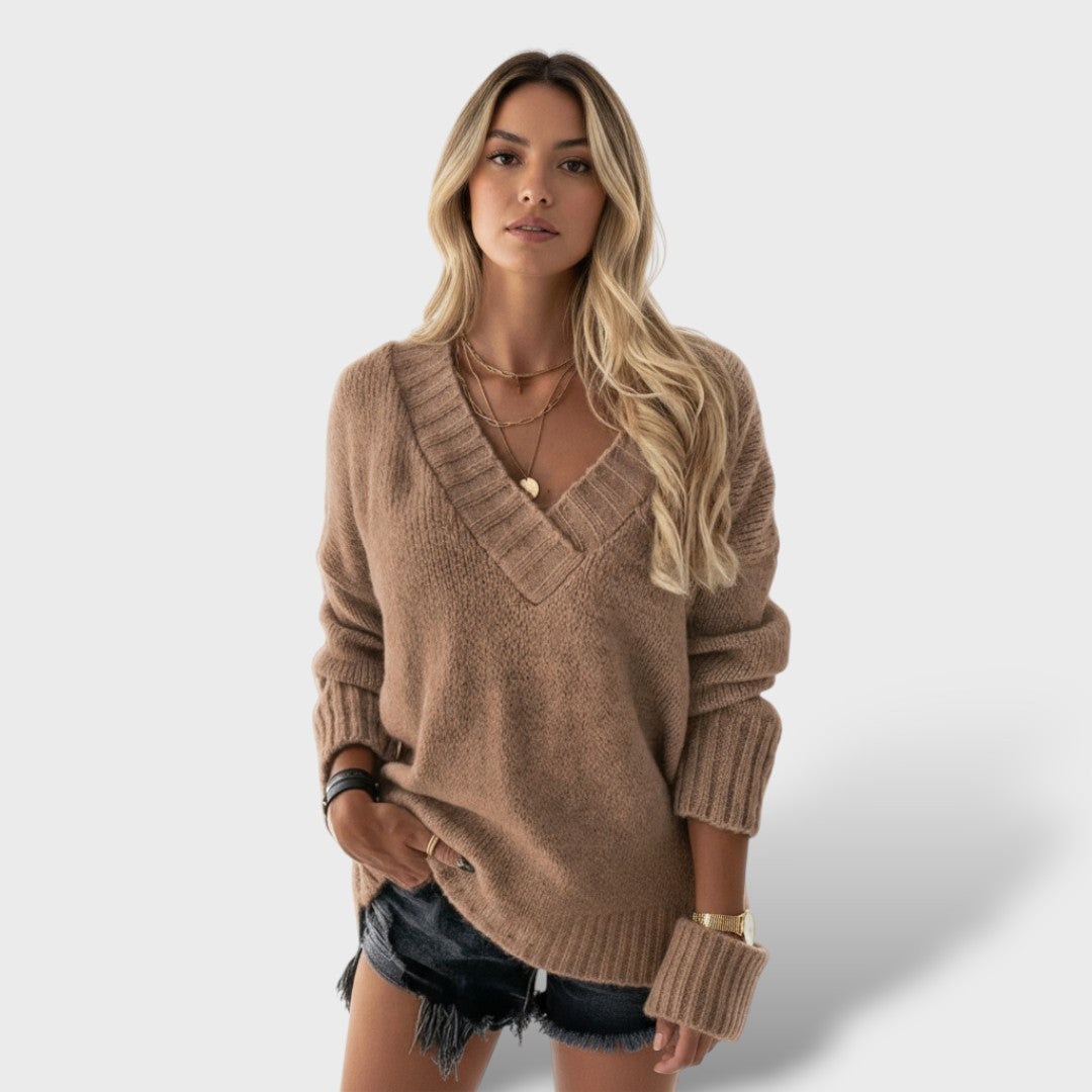 Soft Knit Sweater for Women with V-Neck