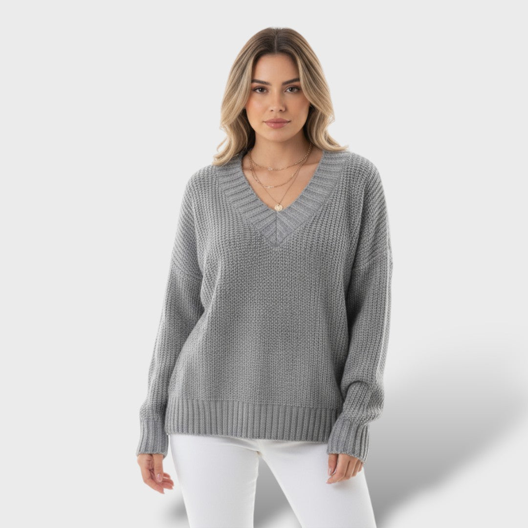 Soft Knit Sweater for Women with V-Neck