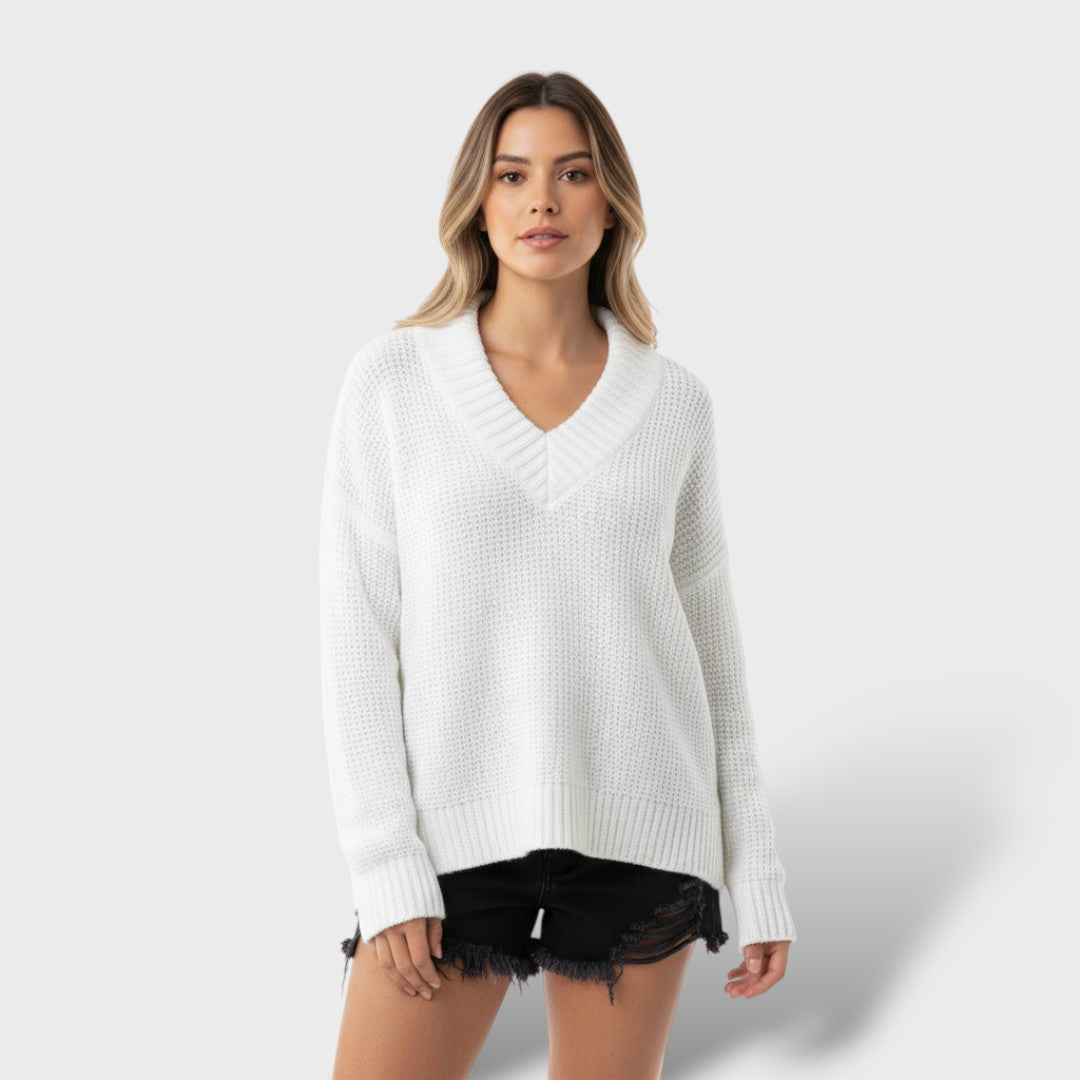 Soft Knit Sweater for Women with V-Neck