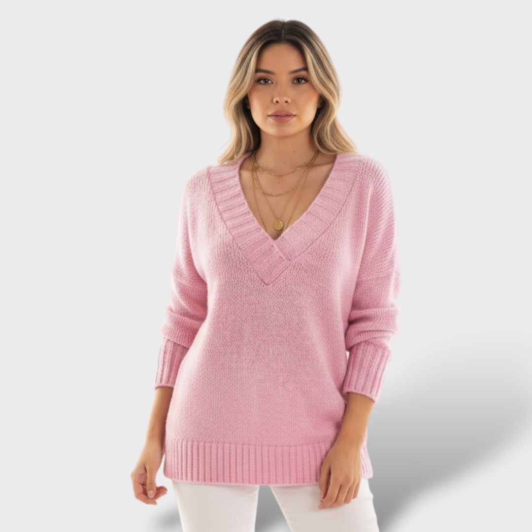 Soft Knit Sweater for Women with V-Neck