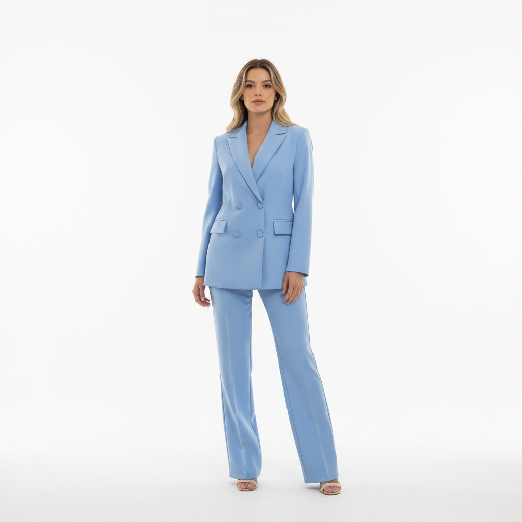 Elegant Women's Blazer and Straight-Cut Pants Set