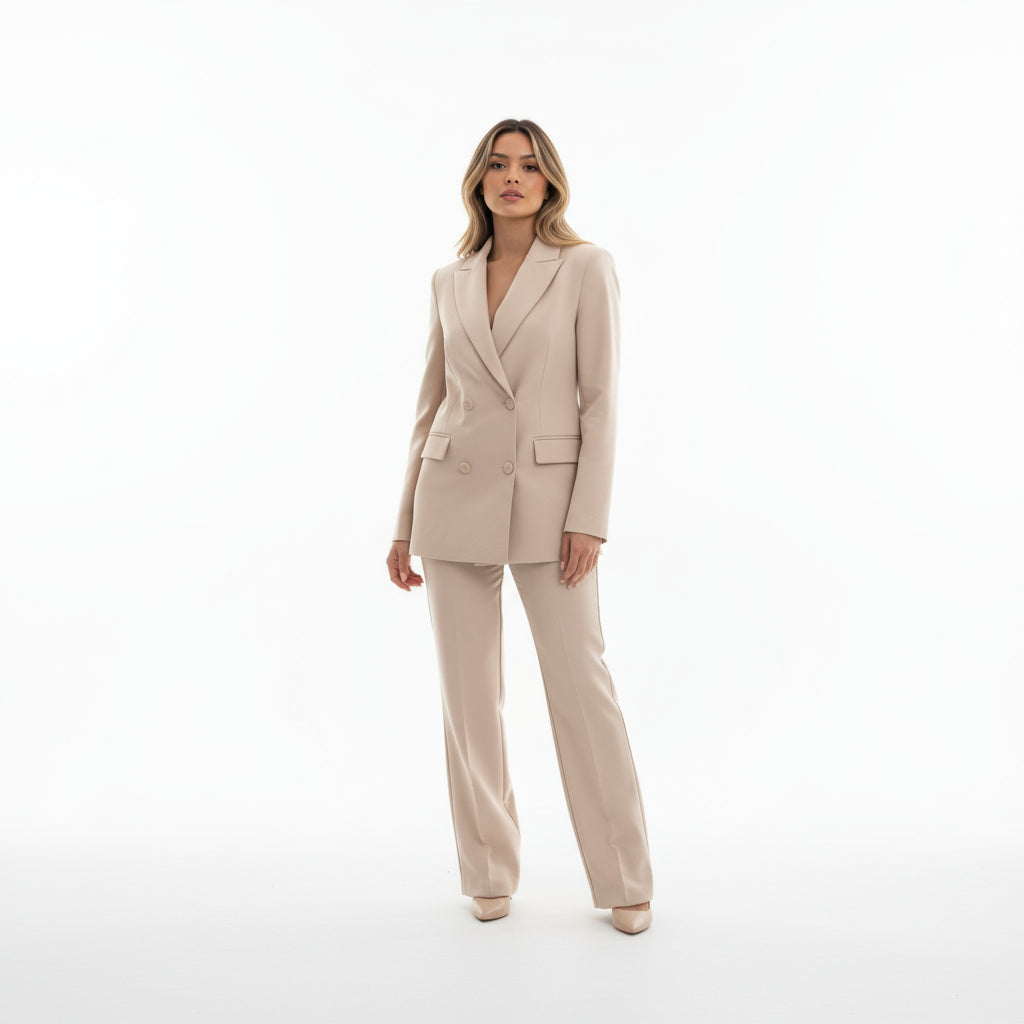 Elegant Women's Blazer and Straight-Cut Pants Set