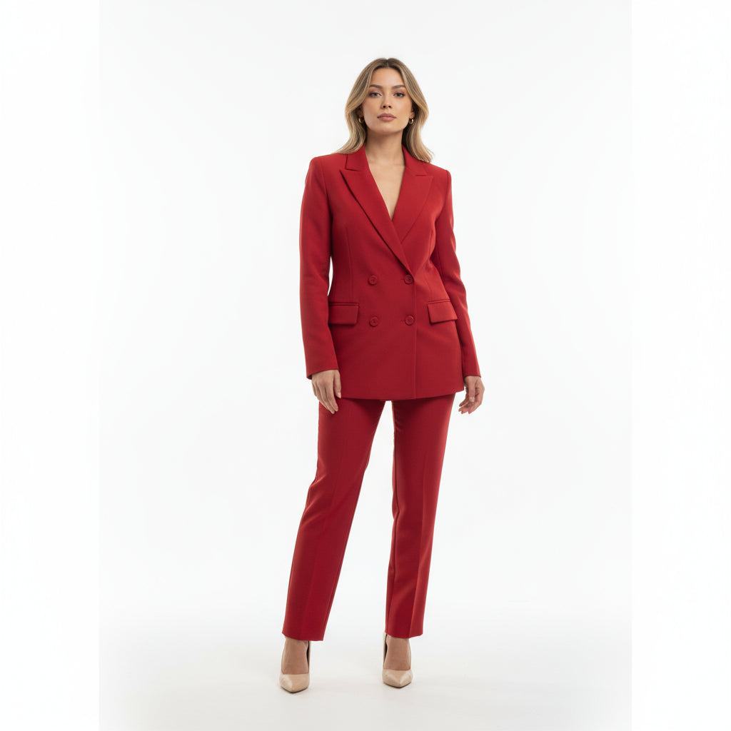 Elegant Women's Blazer and Straight-Cut Pants Set