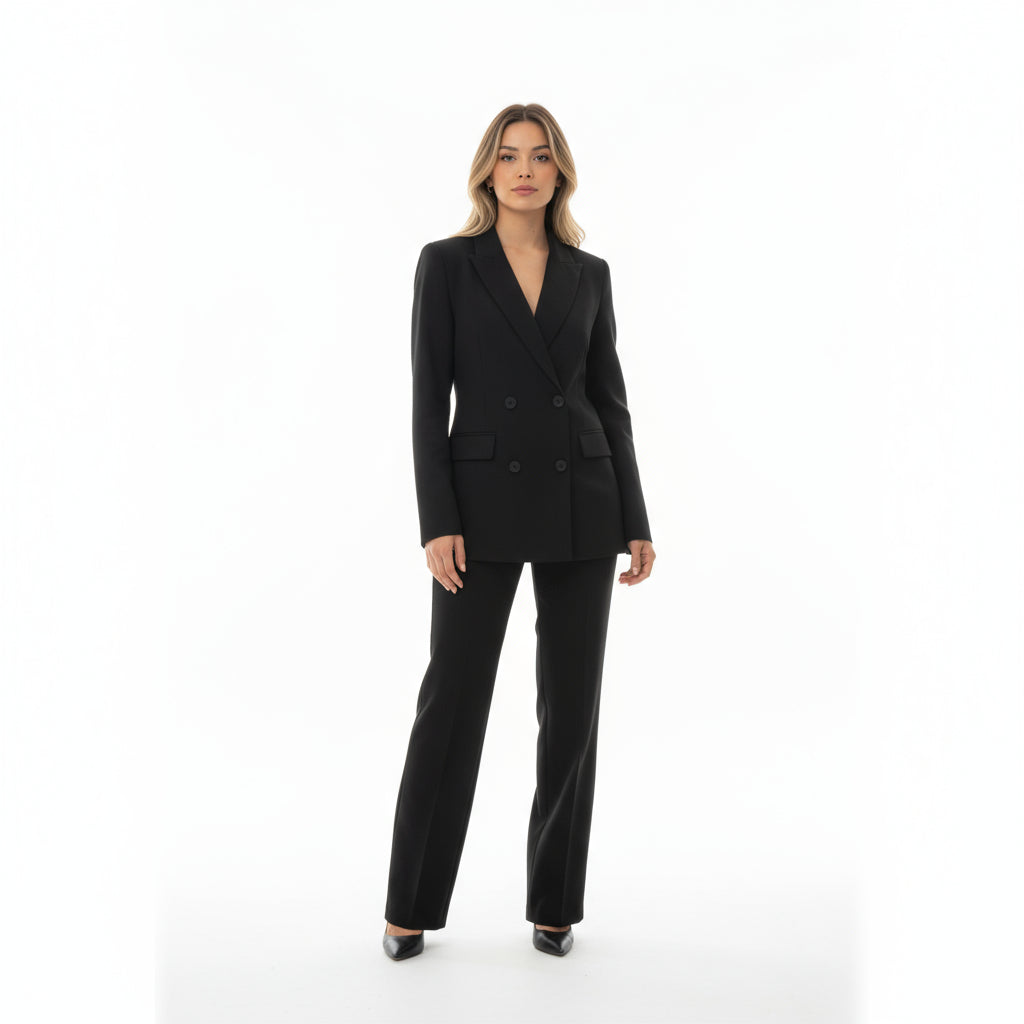 Elegant Women's Blazer and Straight-Cut Pants Set