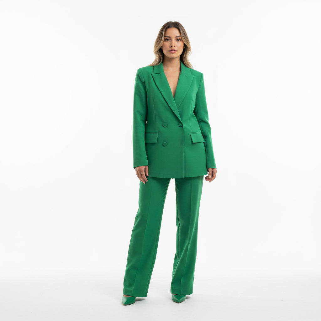 Elegant Women's Blazer and Straight-Cut Pants Set