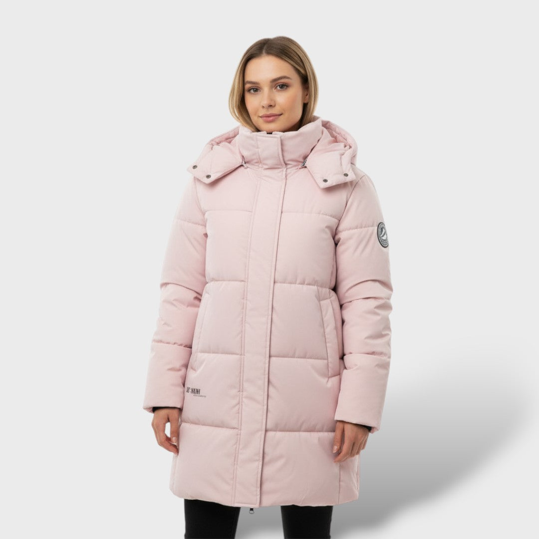 Long Quilted Women's Coat with Hood Elegant