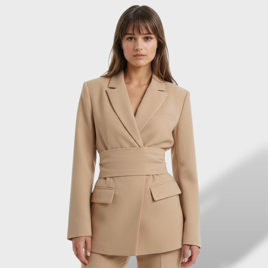 Chic Tailored Belted Women's Blazer