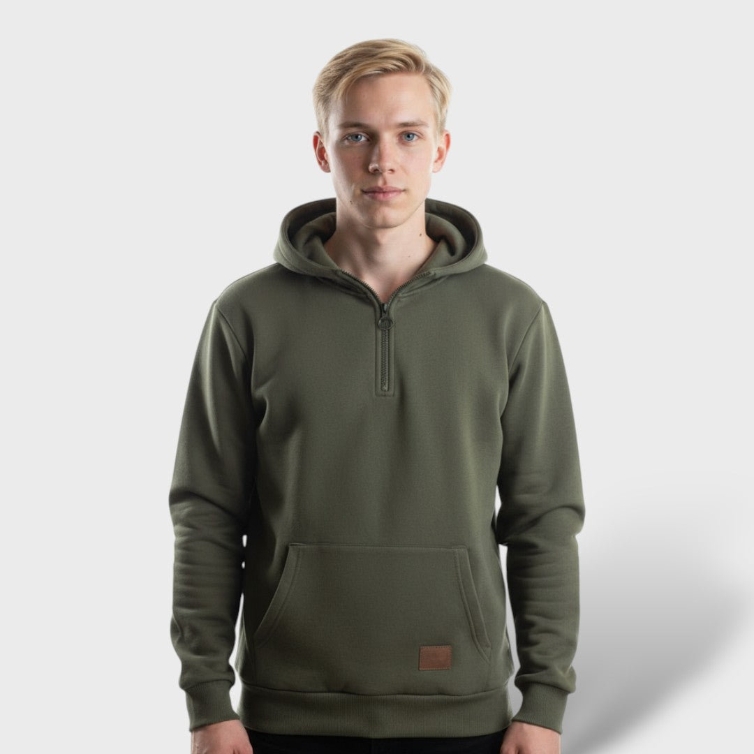 Classic Hoodie for Men with Half Zip
