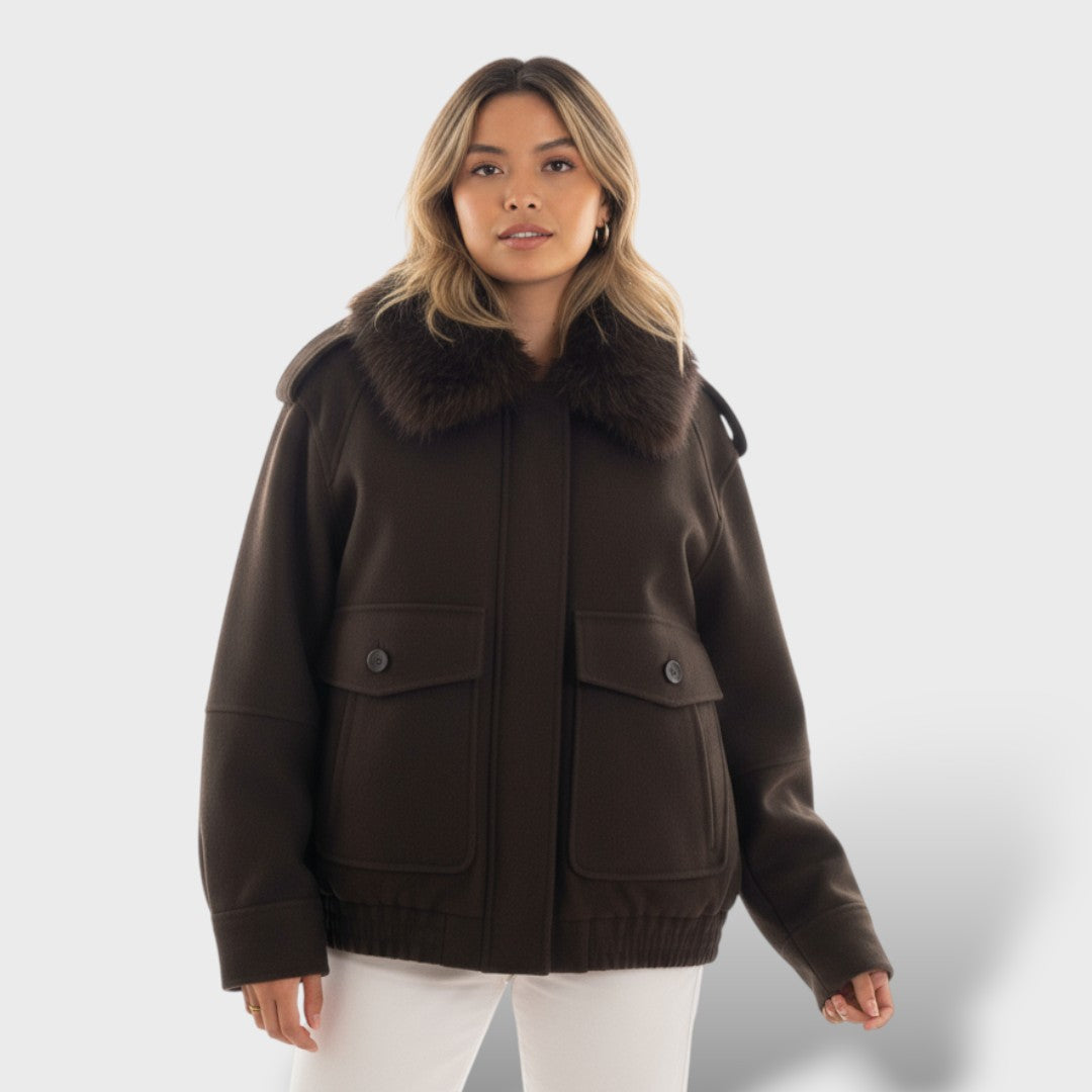 Casual coat with detachable collar for women