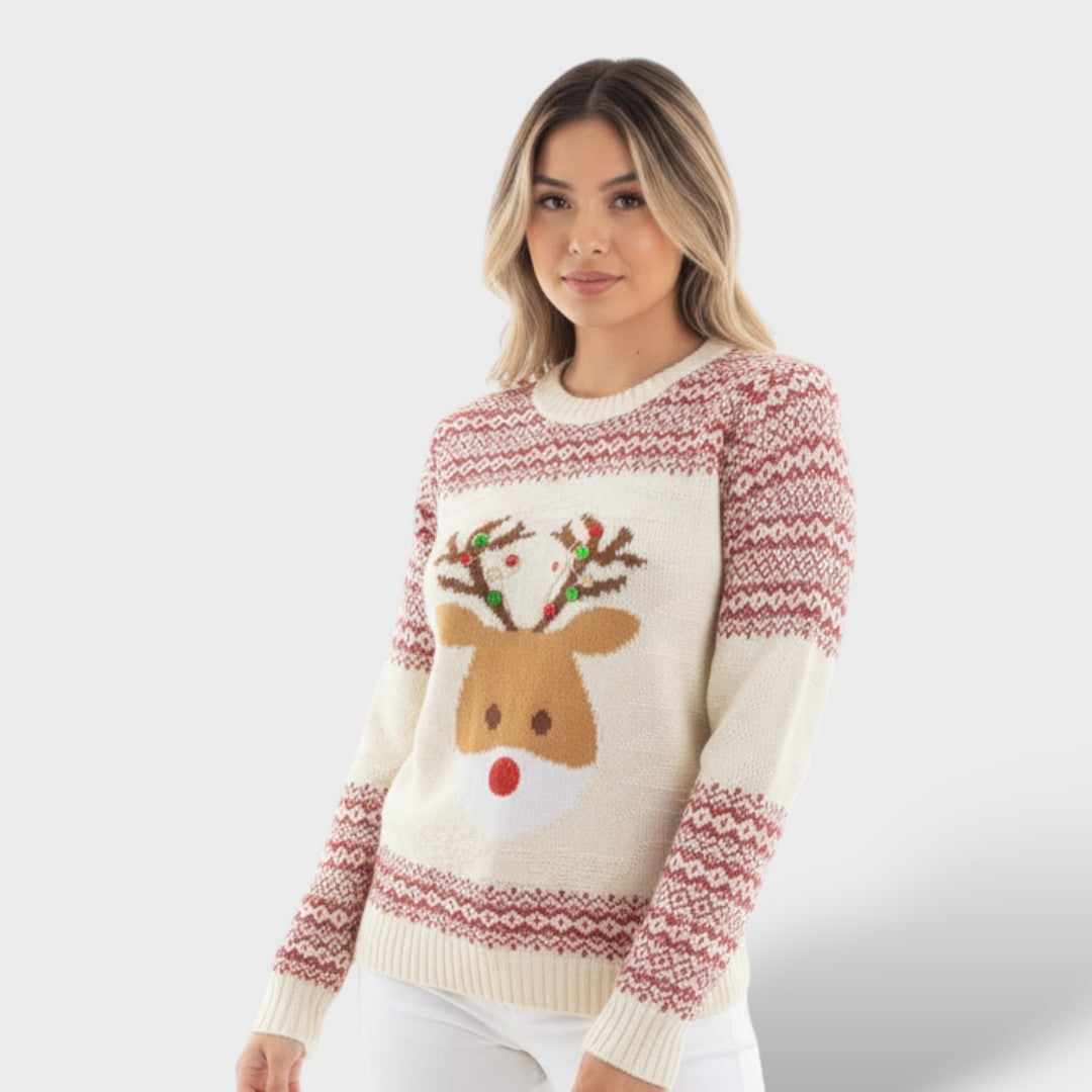 Women's Christmas Sweater Deer Round