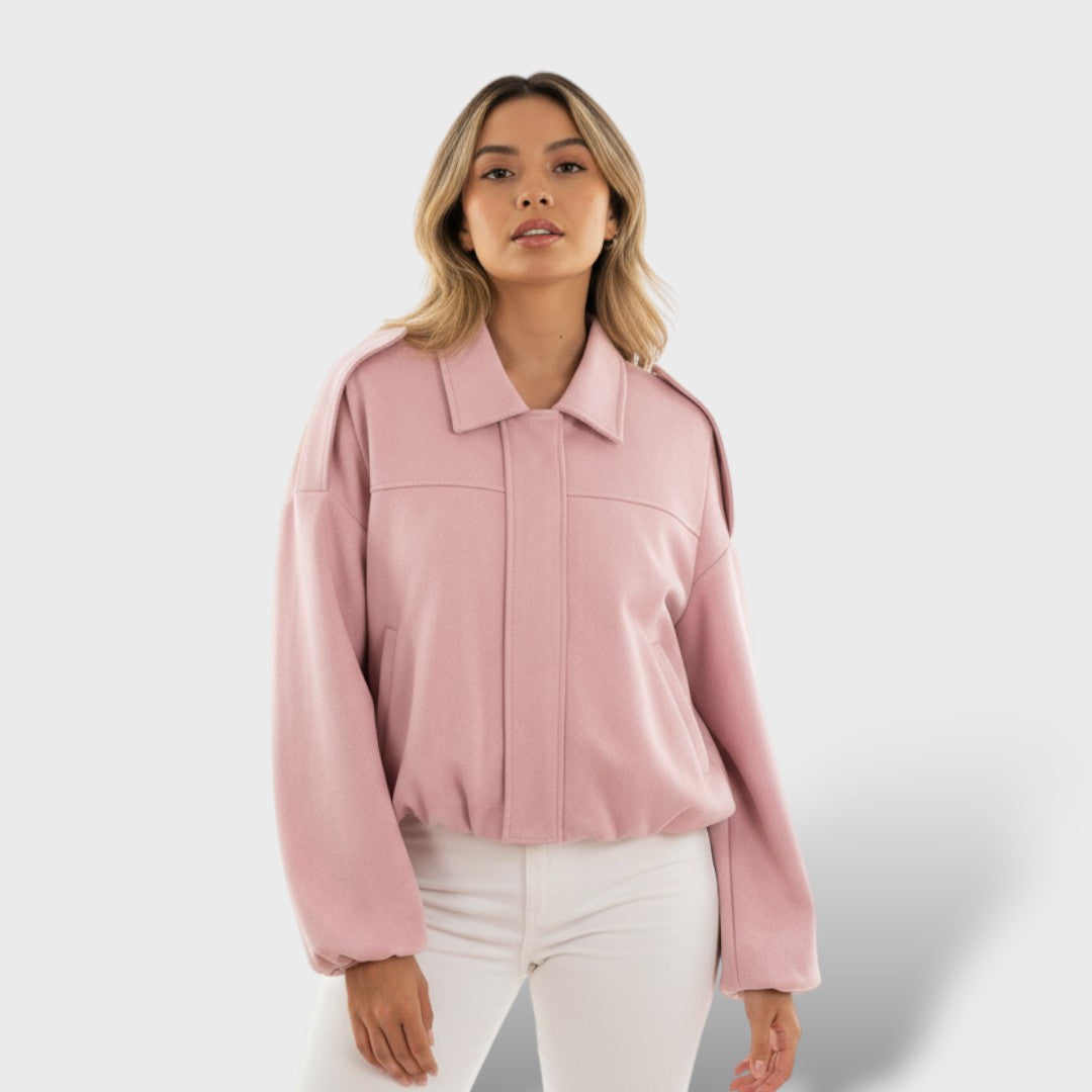 Bomber Jacket with Lapel Collar and Vintage Style