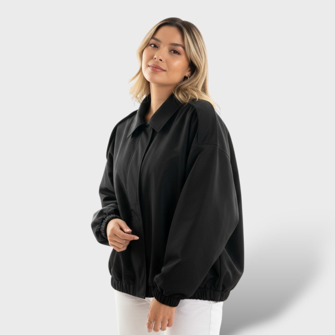 Bomber Jacket with Lapel Collar and Vintage Style