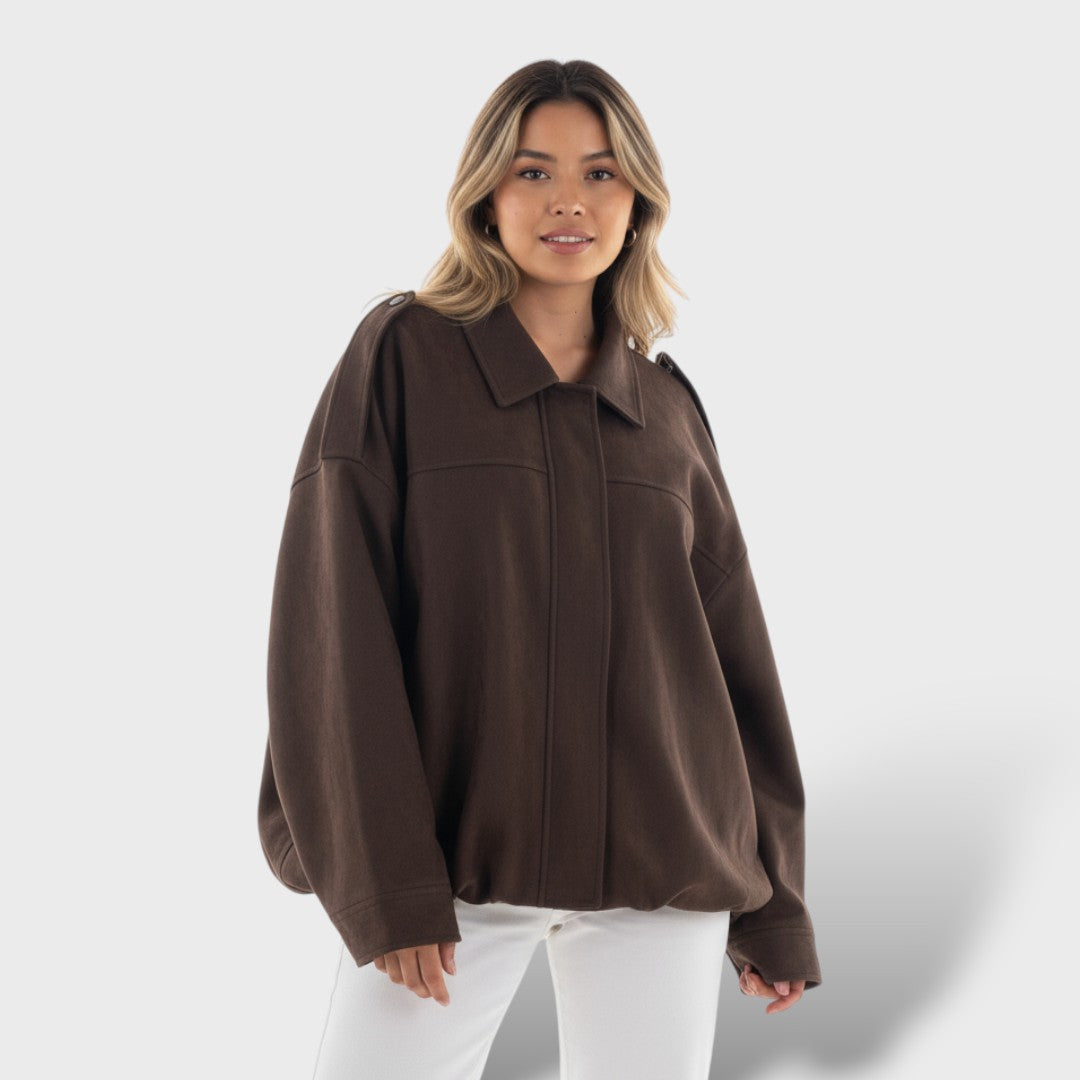 Bomber Jacket with Lapel Collar and Vintage Style