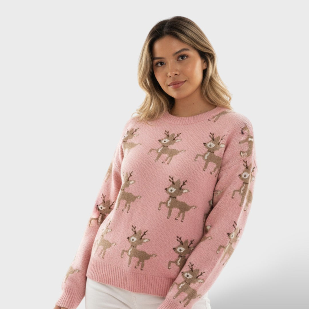 Christmas Sweater with Reindeer Design and Fun Style