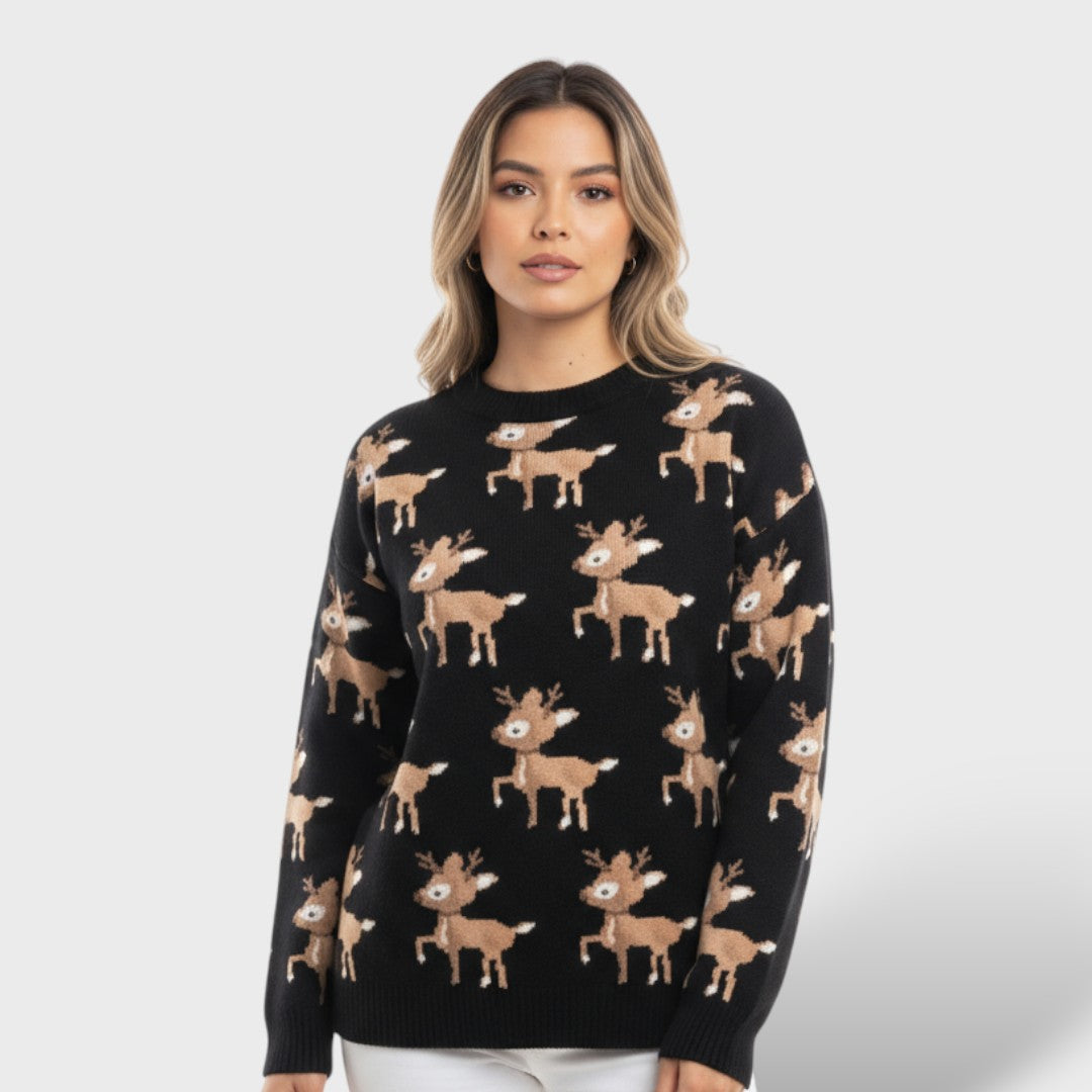Christmas Sweater with Reindeer Design and Fun Style