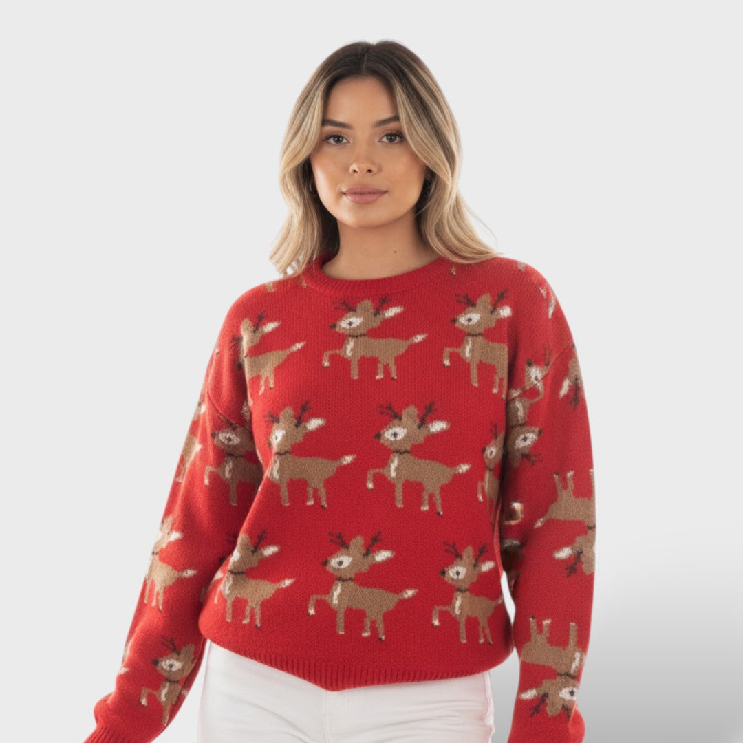 Christmas Sweater with Reindeer Design and Fun Style