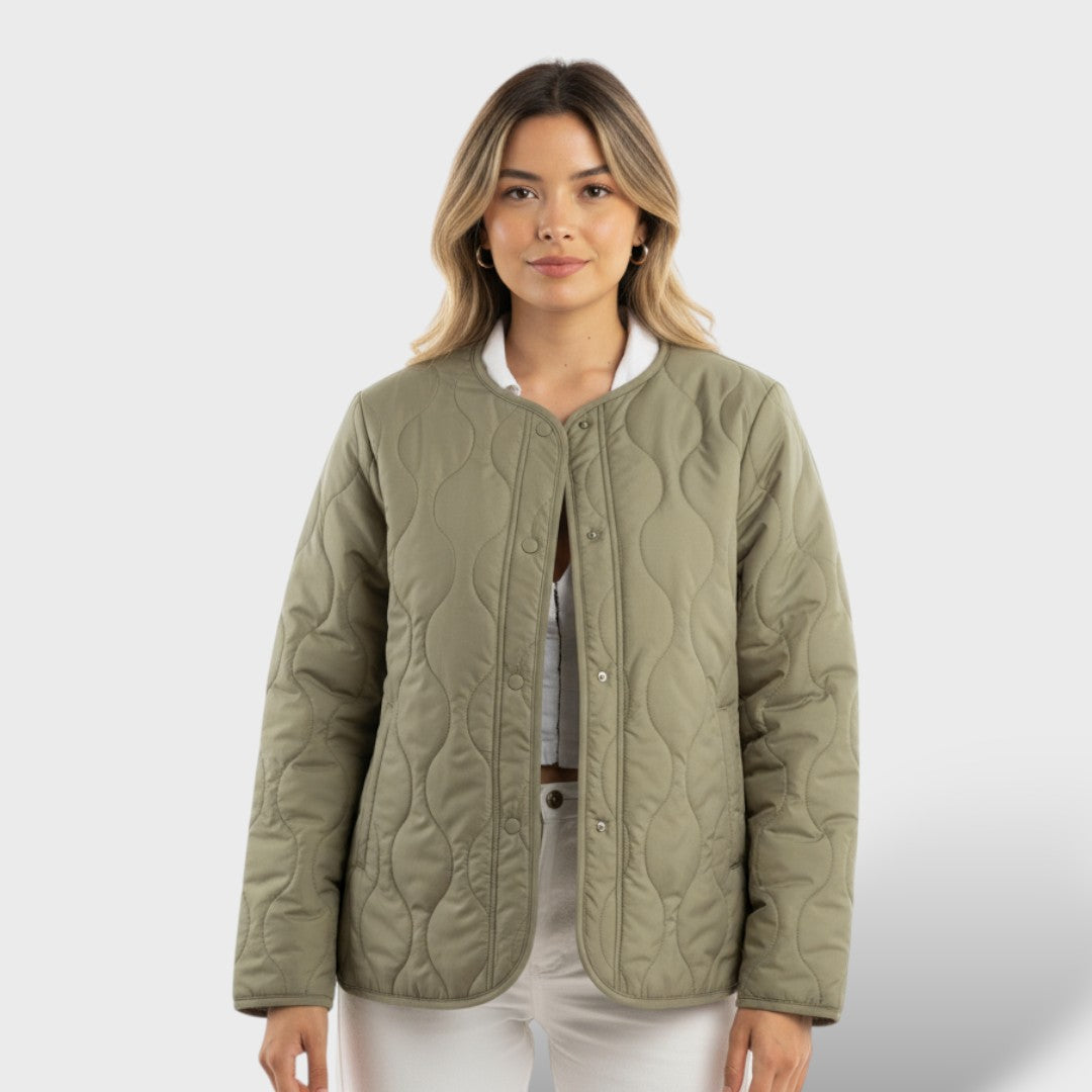 Quilted Design Long Sleeve Padded Jacket