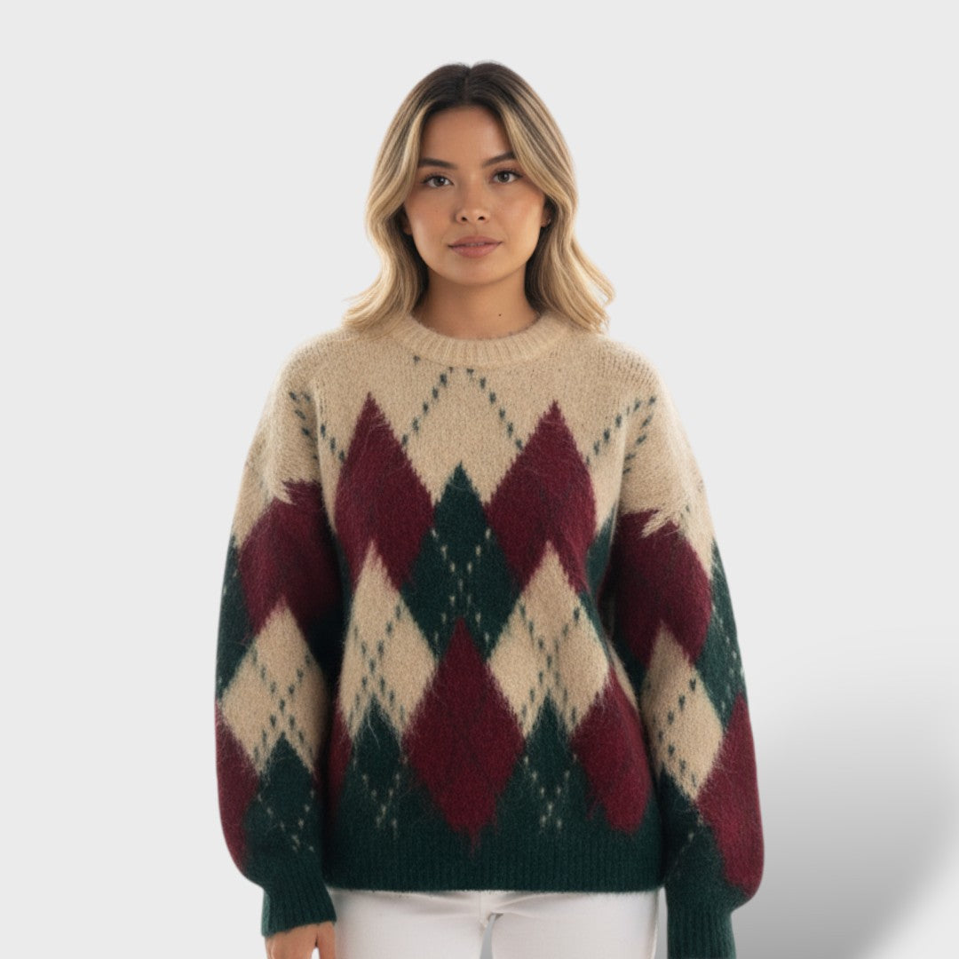 Retro Checkered Women's Sweater