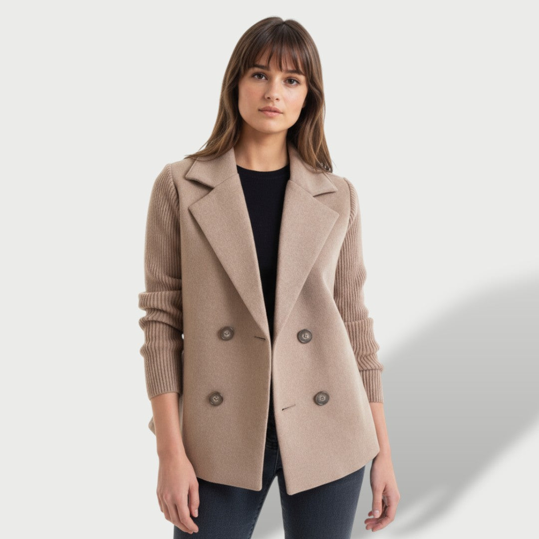 Elegant Women's Blazer Amora with Striped Knit Sleeves