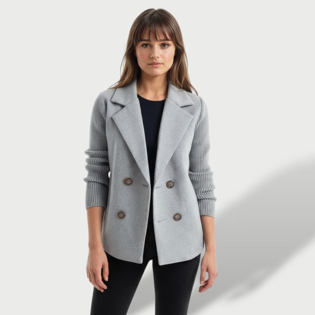 Elegant Women's Blazer Amora with Striped Knit Sleeves
