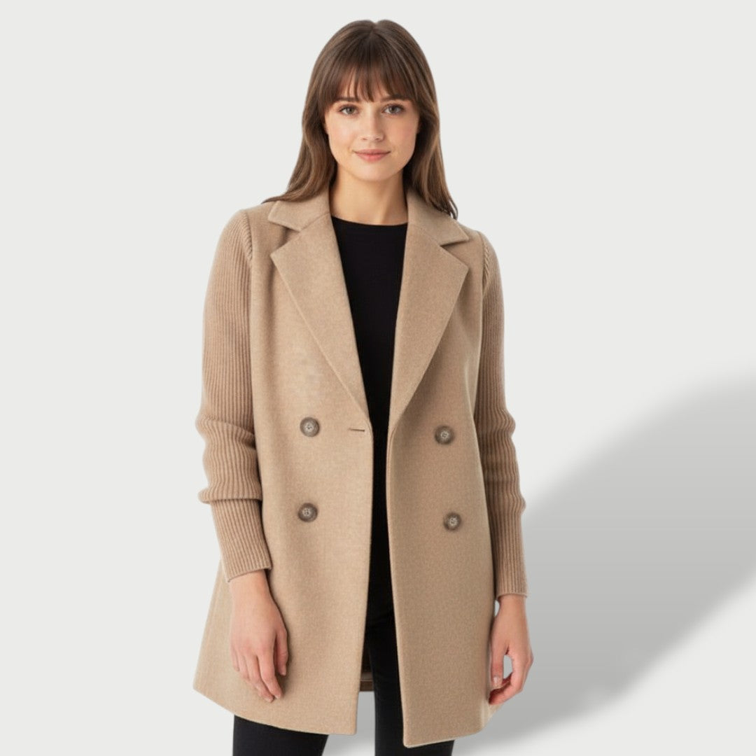 Elegant Women's Blazer Amora with Striped Knit Sleeves