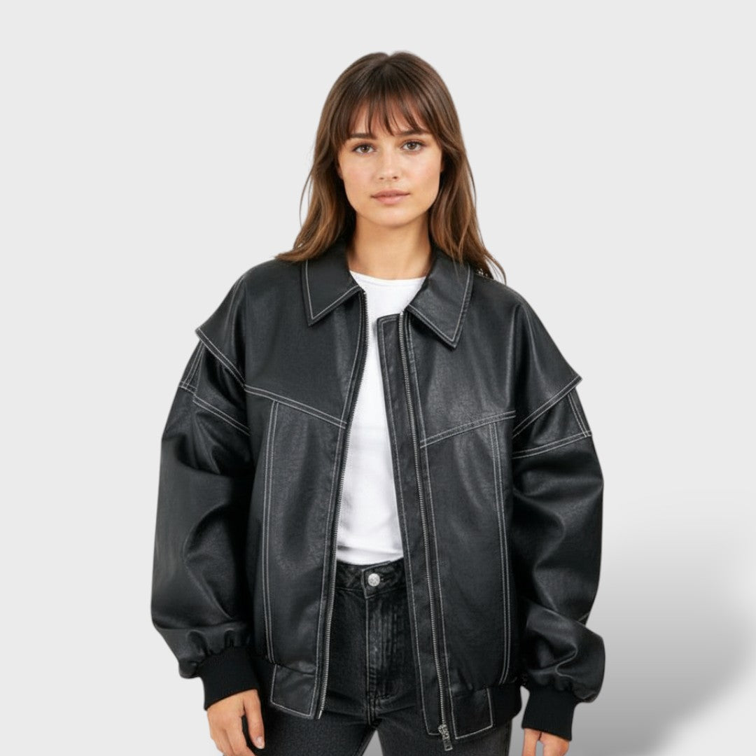 Women’s Leather Bomber Retro Style