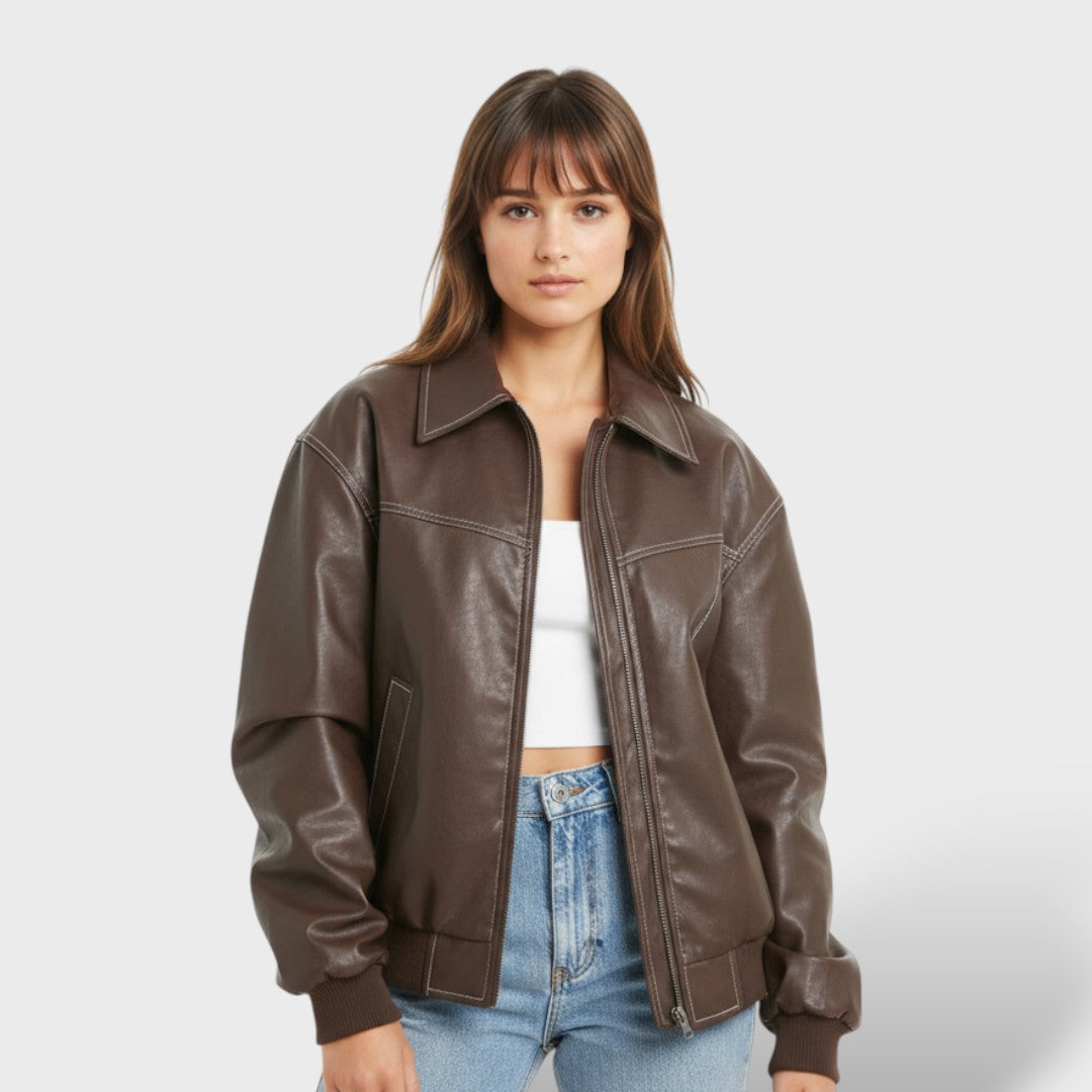 Women’s Leather Bomber Retro Style