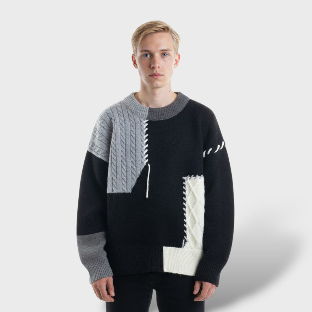 Trendy Patchwork Sweater for Men