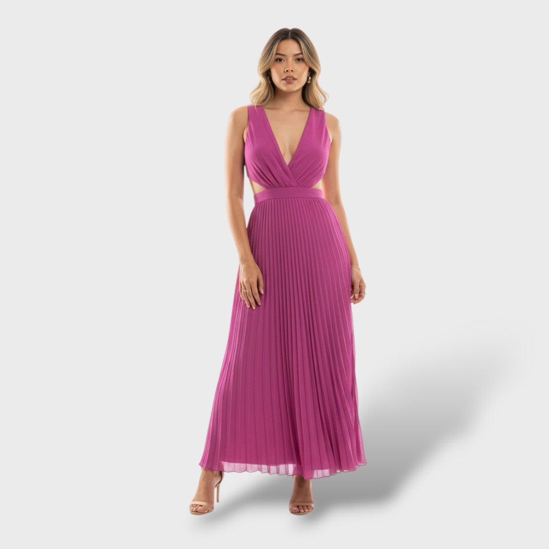 Elegant women's pleated maxi dress