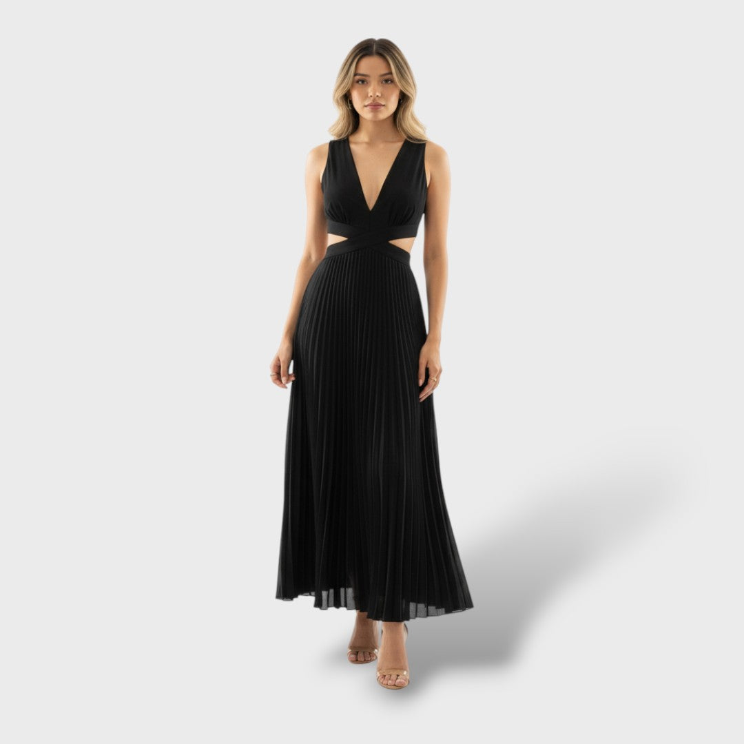 Elegant women's pleated maxi dress