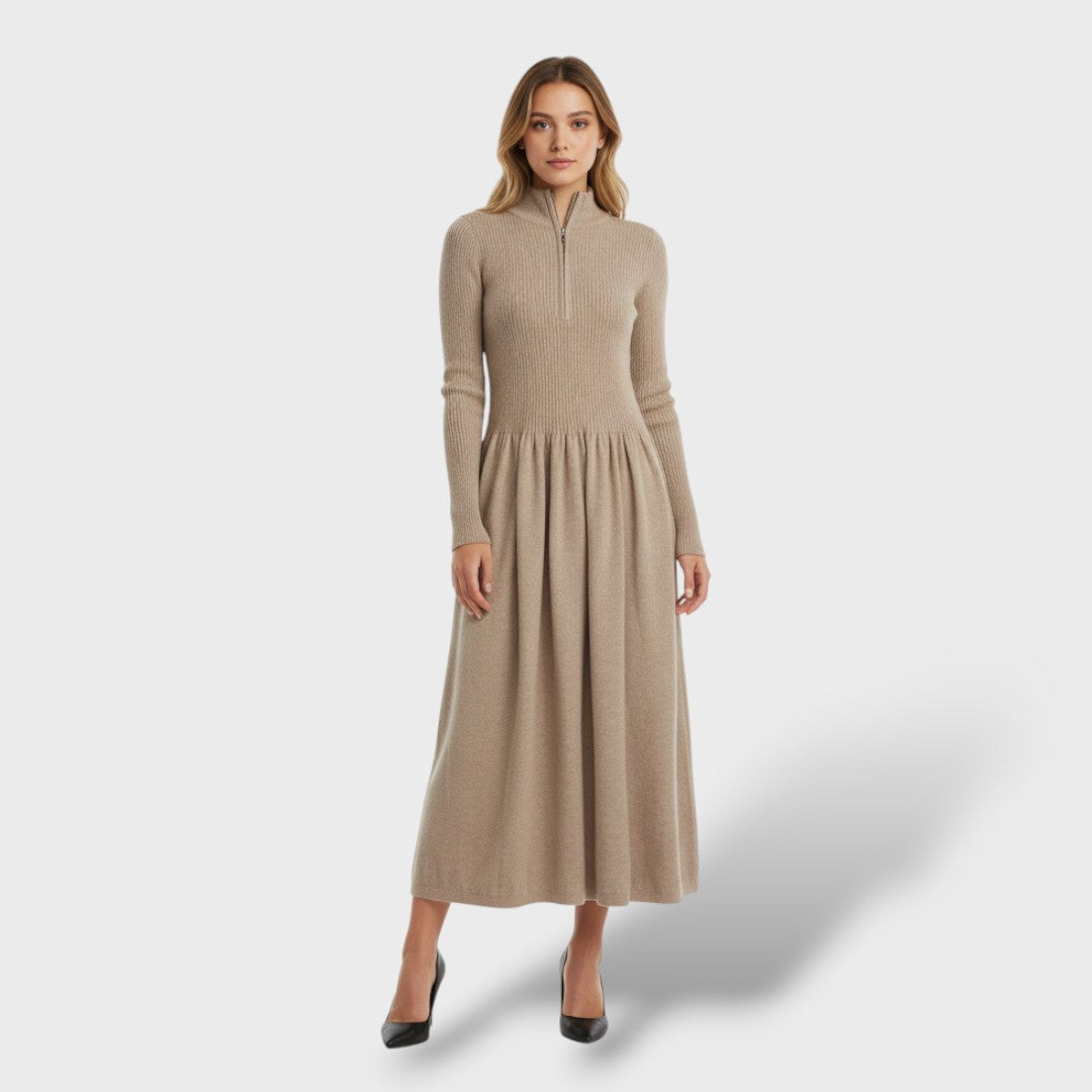 Merino Wool High Neck Dress for Women