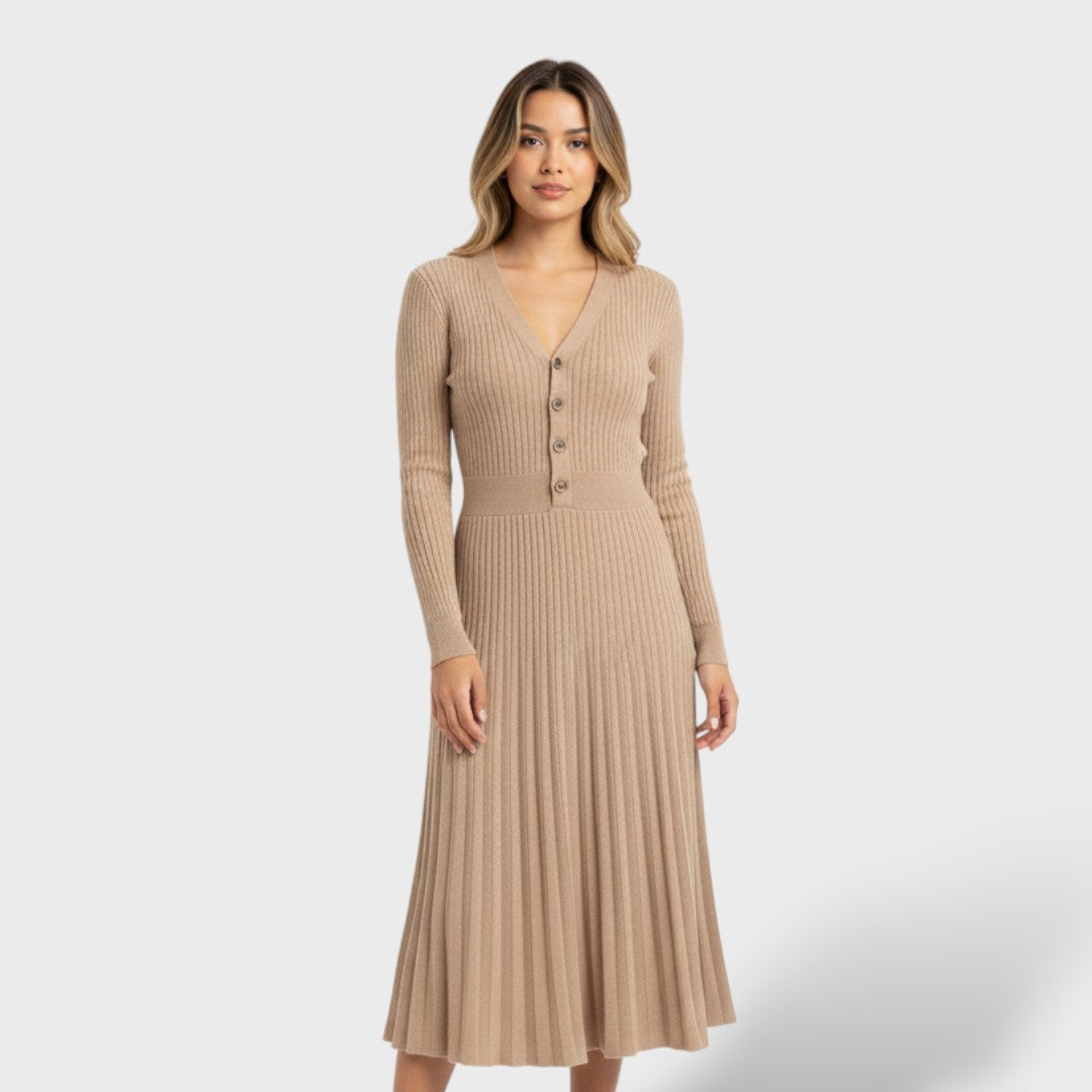 100% Wool Women's V-Neck Dress